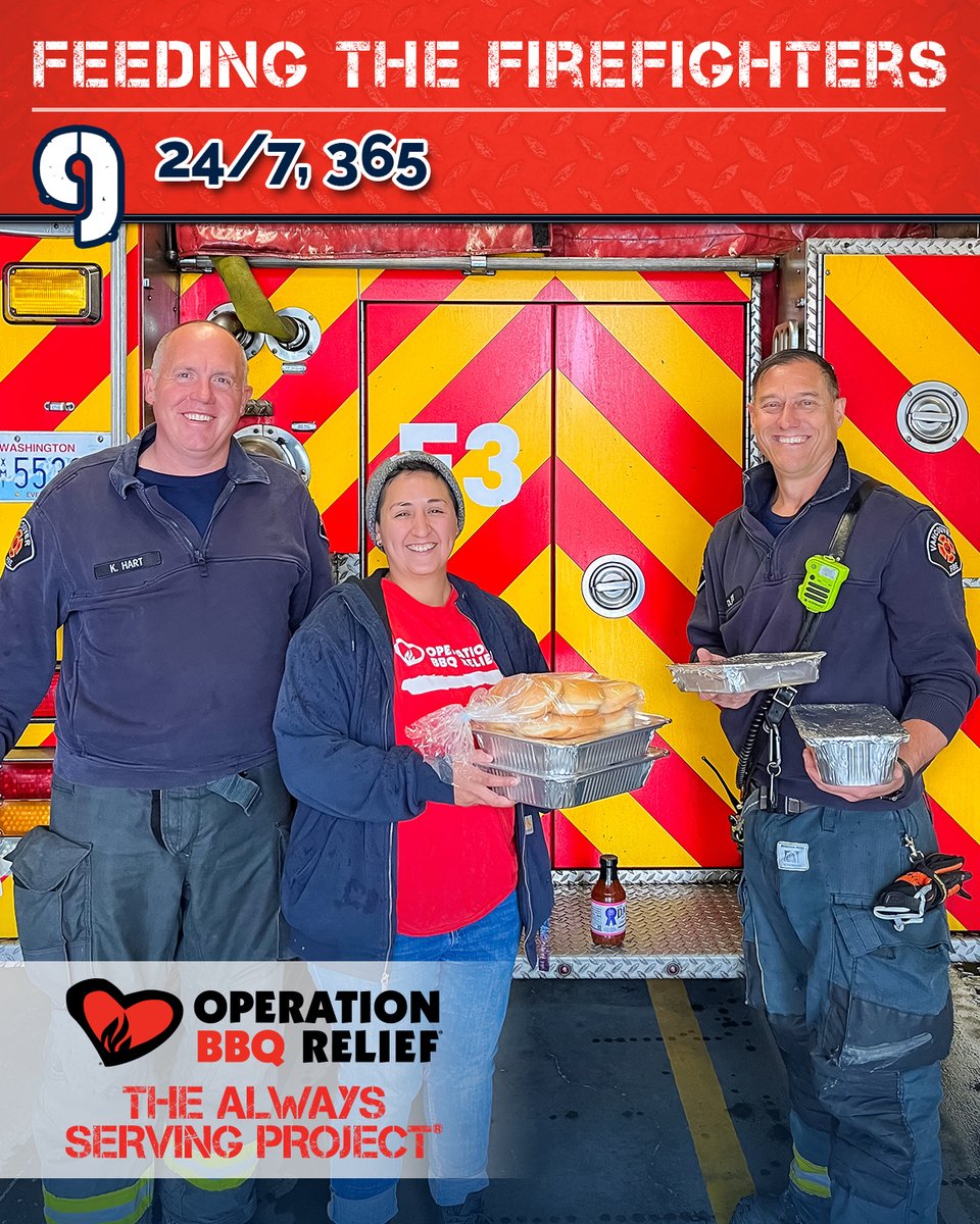 OpBBQRelief's tweet photo. Reason 9: 24/7, 365
There are no off days for firefighters. They’re ready every minute of every day—and we’re proud to say thank you with a hot meal.
#FeedingTheFirefighters #MealsOfGratitude #InternationalFirefightersDay #WhyWeBBQ https://t.co/x4A7sWddKt