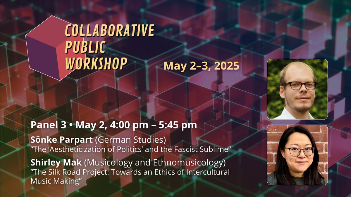 CogutInstitute's tweet image. Sönke Parpart (#GermanStudies) & Shirley Ma (#Musicology and Ethnomusicology) explore the confluence of politics and artistic production at the 2025 Collaborative Public Workshop, May 2–3 at Brown. Event schedule: buff.ly/ZJpwNPt #Humanities @BrownUResearch