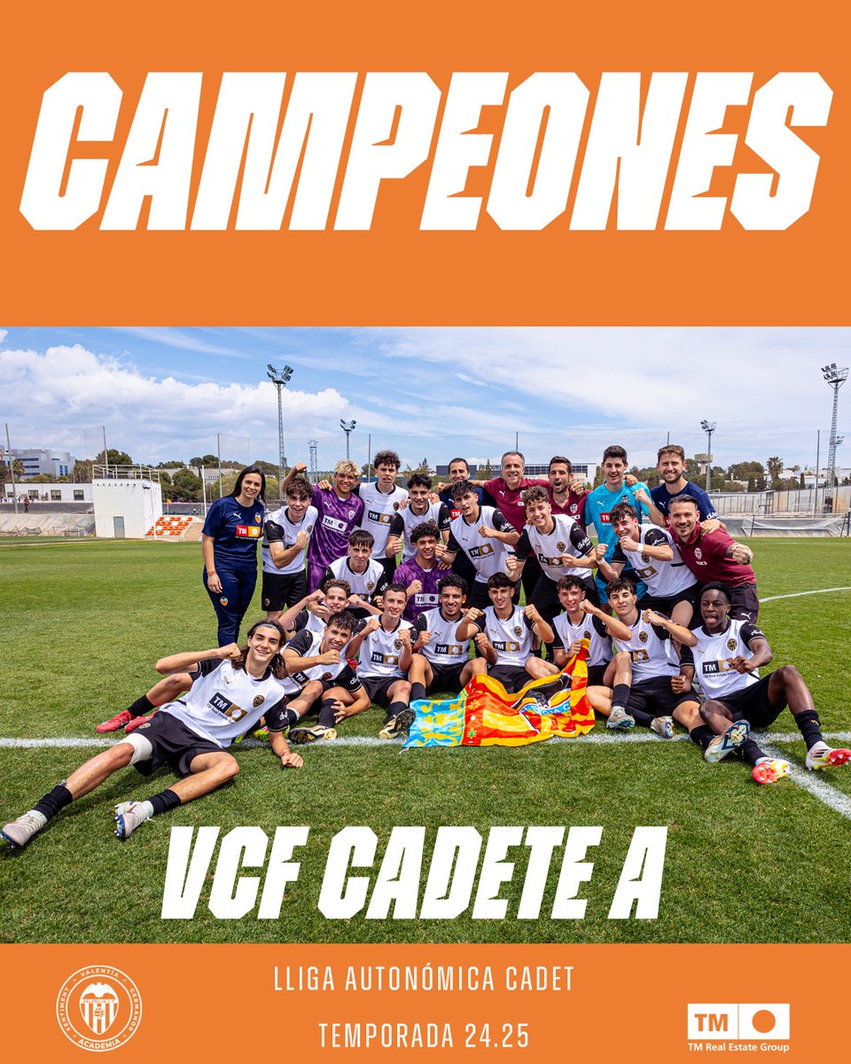 🏆 CAMPEONES 🏆 

👏 El #VCFCadete 🅰️ CAMPEÓN de Lliga Autonòmica Cadet <a href="/FFCV_info/">FFCV</a> 

¡𝗘𝗻𝗵𝗼𝗿𝗮𝗯𝘂𝗲𝗻𝗮ⵑ 

#JugarAFoc 🔥