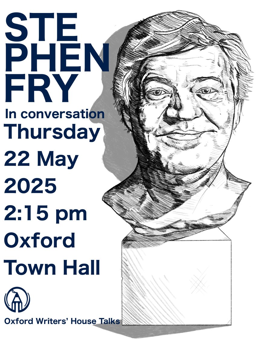 Here's our poster for our upcoming talk on May 22 with the incredible Sir Stephen Fry!

Don't miss out on tickets. Purchase at shorturl.at/6lfEh.

#stephenfry #oxford #oxfordwritershouse