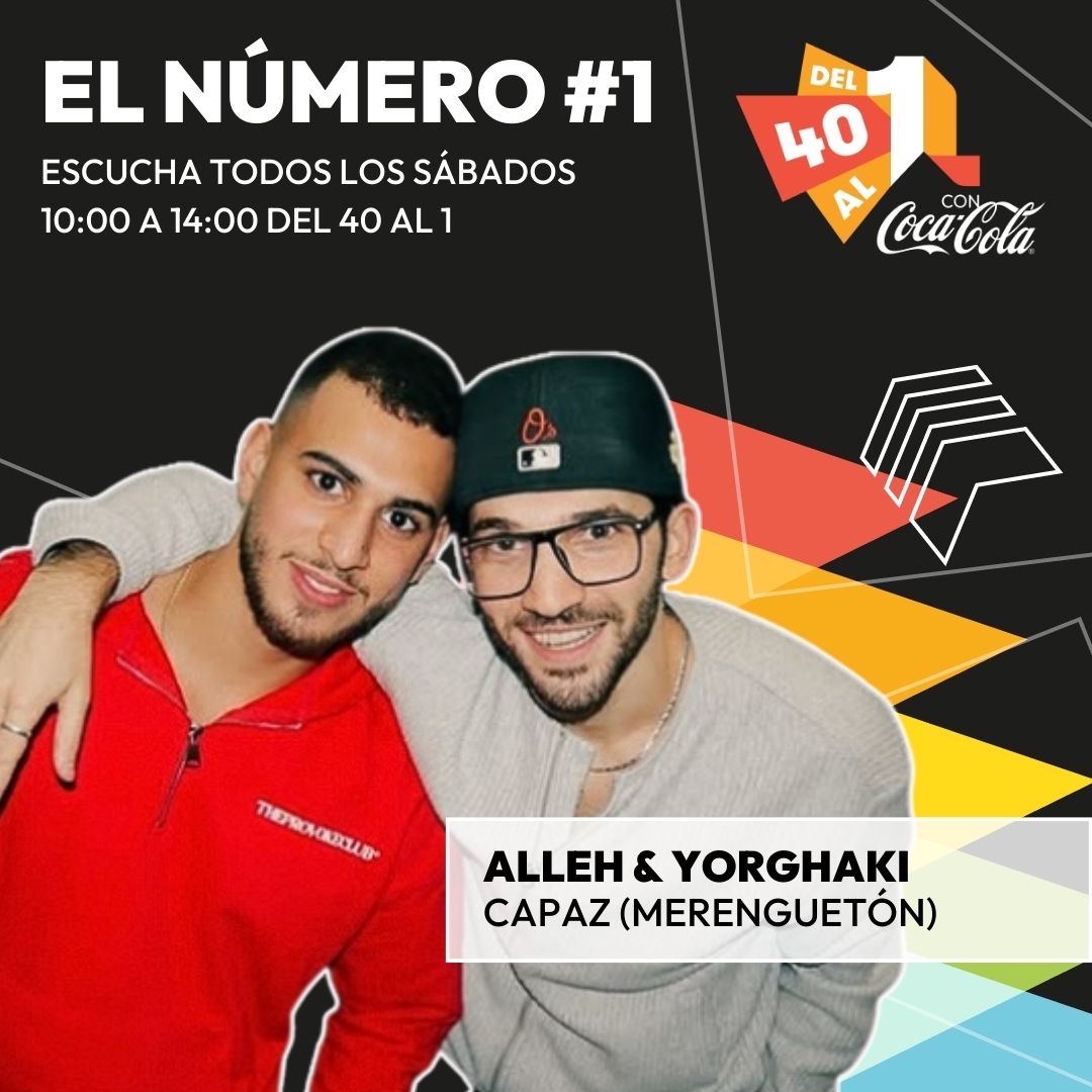 ✨Por segunda semana (no consecutiva, pero casi) el top de #Del40al1CocaCola lo ocupan los chicos de Alleh y Yorghaki.

Ya han demostrado que son capaces 😉 de levantar al Primavera Pop con sus éxitos, pero también se han hecho un hueco con el TOP de #Del40al1CocaCola🎉