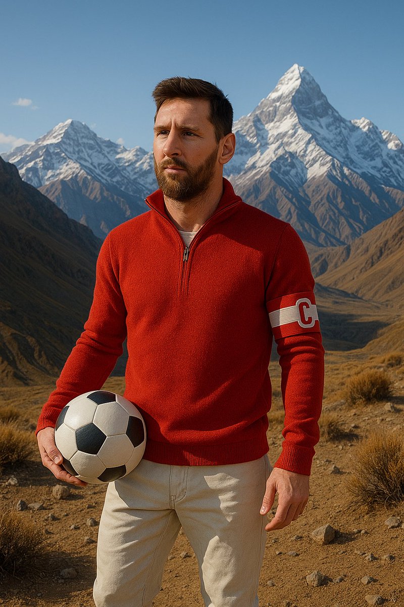 facumosquera's tweet photo. Messi con la cinta de capitán en los andes por que el genio de la lámpara mal interpreto mi deseo https://t.co/OXllC2OUTF
