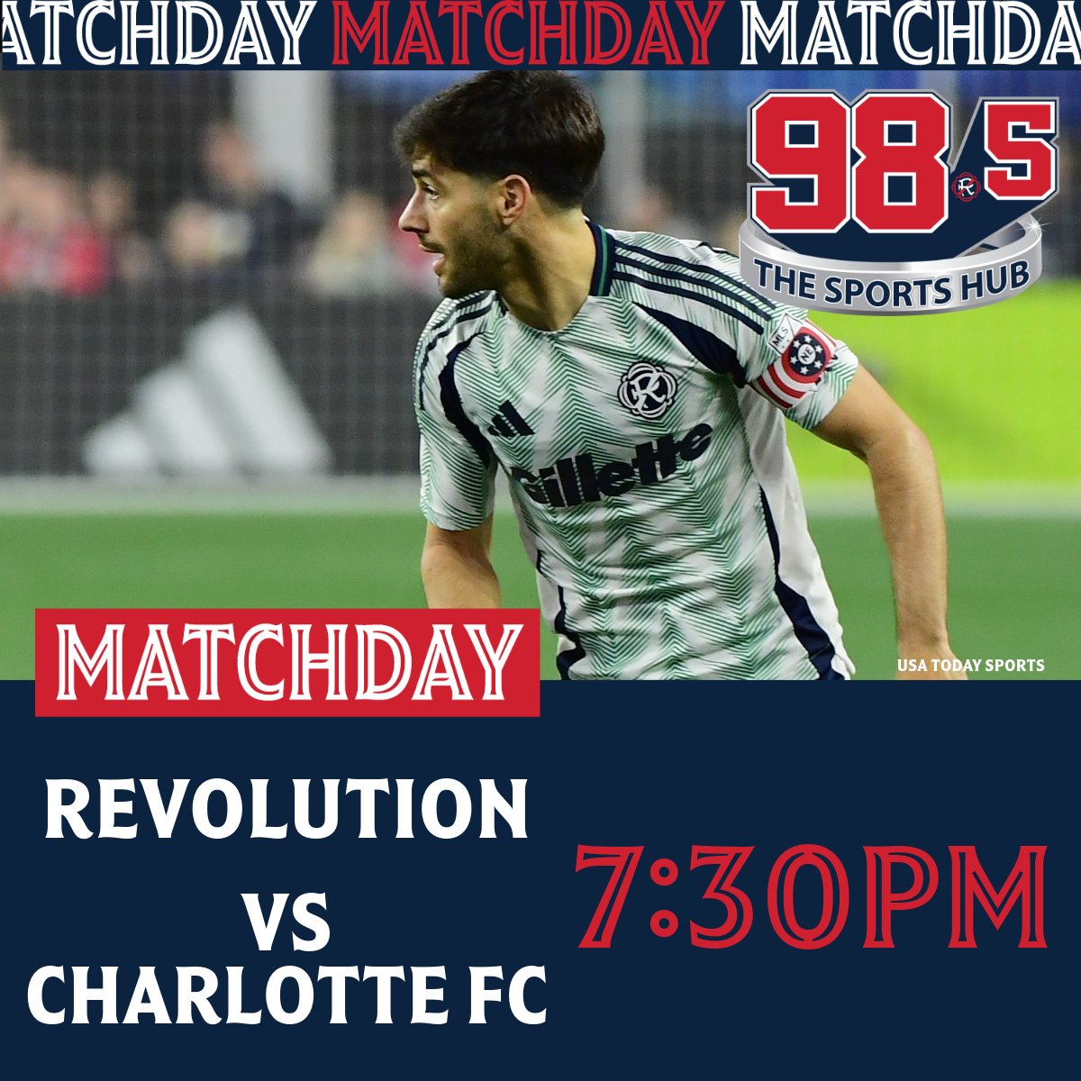 98.5 The Sports Hub (@985thesportshub) on Twitter photo ⚽ TONIGHT: The <a href="/NERevolution/">New England Revolution</a> take on #CharlotteFC live from #CharlotteNC! #NERevolution #MLS ⚽ TONIGHT: The <a href="/NERevolution/">New England Revolution</a> take on #CharlotteFC live from #CharlotteNC! #NERevolution #MLS