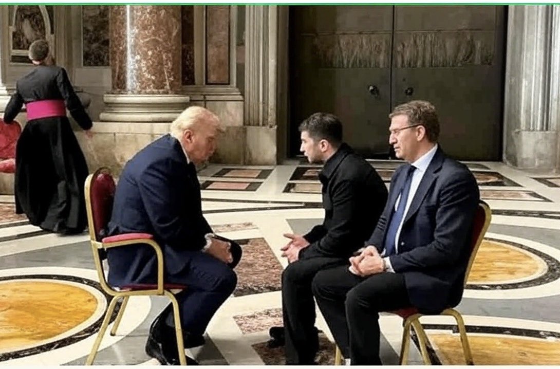 Trump y Zelensky y un señor que se ha colado para hacerse el importante 😂😂😂
