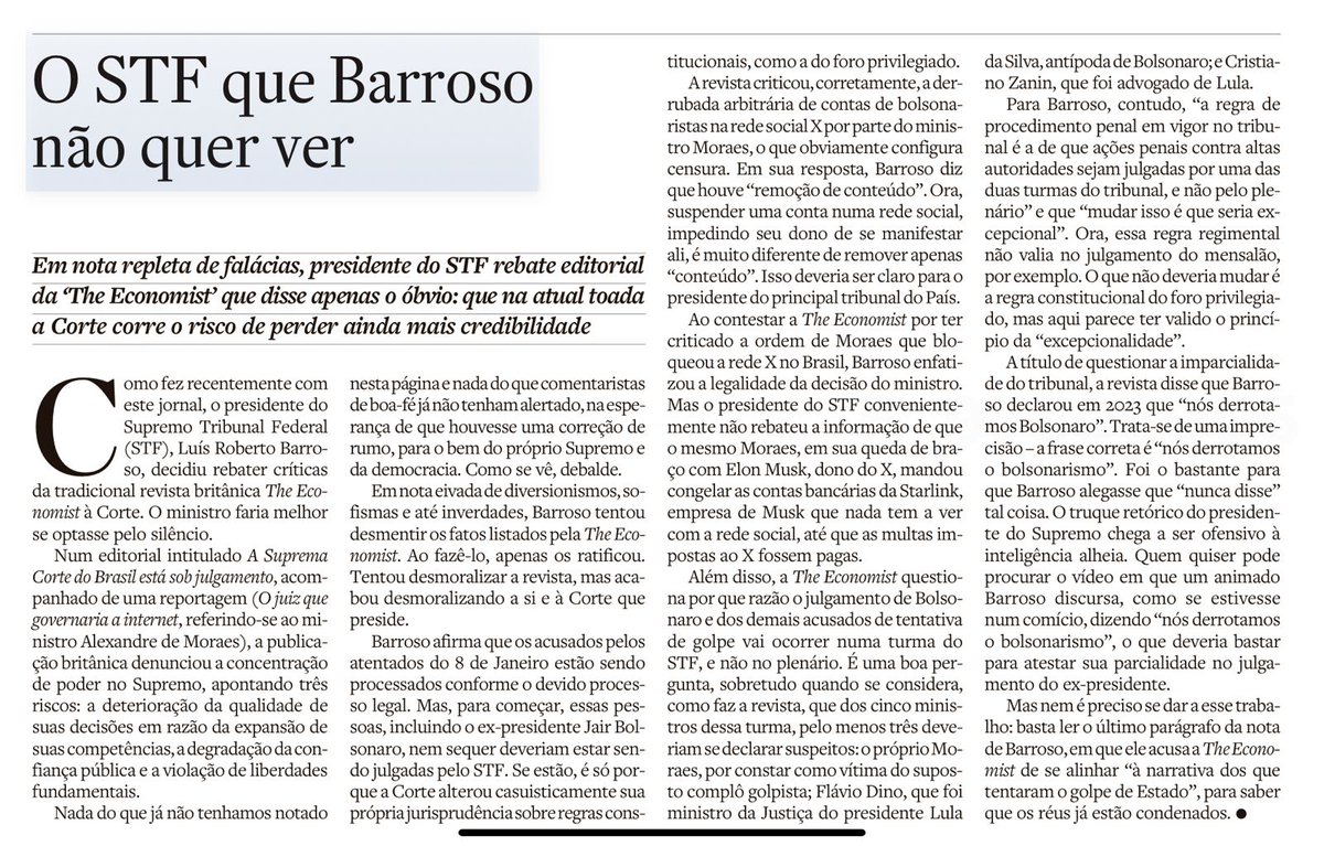 Adolfo Sachsida (@asachsida) on Twitter photo Pergunta honesta: quem levará Débora dos Santos de volta a cadeia? O editorial do <a href="/Estadao/">Estadão 🗞️</a> deixa claro que o STF não era o foro correto. A conclusão óbvia é que Débora dos Santos foi condenada de maneira ILEGAL, pois NÃO deveria ter sido julgada pelo STF. Sua prisão, por Pergunta honesta: quem levará Débora dos Santos de volta a cadeia? O editorial do <a href="/Estadao/">Estadão 🗞️</a> deixa claro que o STF não era o foro correto. A conclusão óbvia é que Débora dos Santos foi condenada de maneira ILEGAL, pois NÃO deveria ter sido julgada pelo STF. Sua prisão, por