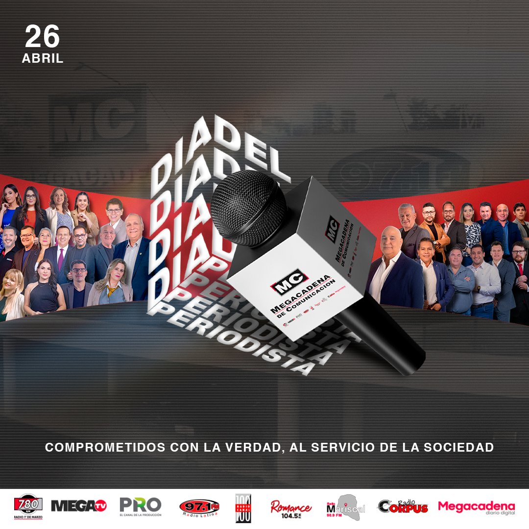 Día del Periodista📻📺

🎙️📰Desde la Megacadena celebramos a nuestros compañeros que informan con valentía, compromiso y pasión.

Gracias por dar voz, buscar la verdad y defender la libertad de expresión con cada palabra ¡Feliz día del Periodista!🎤🥳

#780AM <a href="/Megatv_py/">MEGA TV</a>