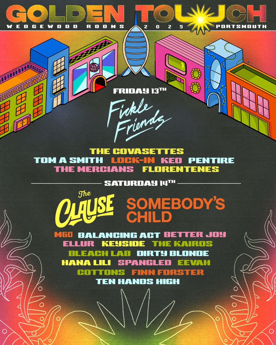 Golden Touch Festival (@goldentouchfest) on Twitter photo Make sure you don’t miss @keoband_ headlining our Edge of the Wedge stage on Friday 13th June. Only
Catch them alongside <a href="/ficklefriends/">Fickle Friends</a> <a href="/TheCovasettes/">The Covasettes 🐄</a> <a href="/tomasmithmusic/">TOM A SMITH is me</a> <a href="/TheMercians/">The Mercians</a> <a href="/pentireband/">Pentire</a> <a href="/Lockin_Band/">LOCK-IN</a> & <a href="/florentenes/">Florentenes</a>
50 Friday day tickets remain! seetickets.com/event/golden-t… Make sure you don’t miss @keoband_ headlining our Edge of the Wedge stage on Friday 13th June. Only
Catch them alongside <a href="/ficklefriends/">Fickle Friends</a> <a href="/TheCovasettes/">The Covasettes 🐄</a> <a href="/tomasmithmusic/">TOM A SMITH is me</a> <a href="/TheMercians/">The Mercians</a> <a href="/pentireband/">Pentire</a> <a href="/Lockin_Band/">LOCK-IN</a> & <a href="/florentenes/">Florentenes</a>
50 Friday day tickets remain! seetickets.com/event/golden-t…