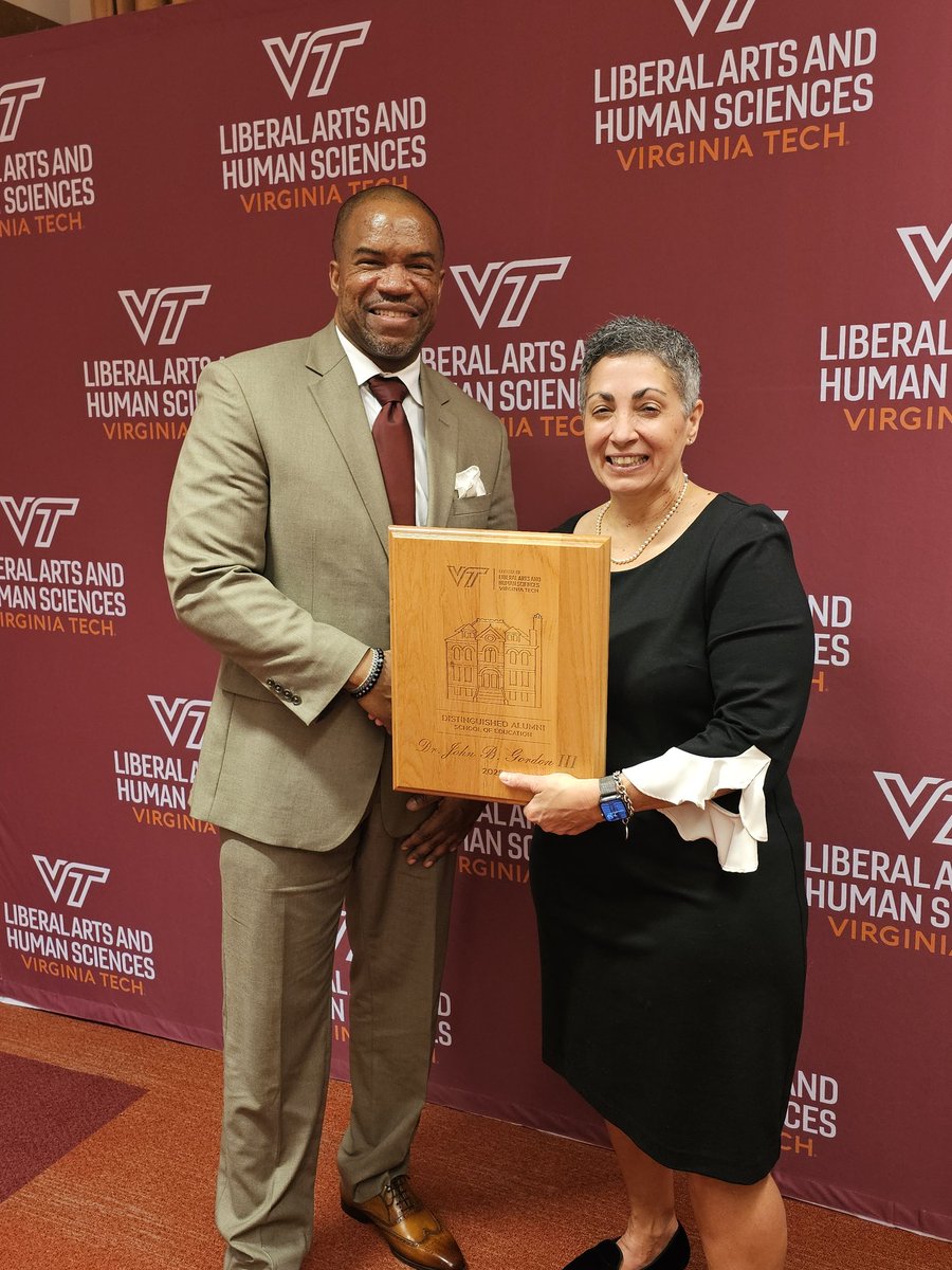 drjbg3's tweet photo. So honored to be recognized as a Distinguished Alumni @vt_alumni for the School of Education. To be a member of the Inaugural Class is so humbling, yet rewarding. Thank you to Dr. Carol Cash for the nomination and for your suppprt! #DistinguishedAlumni #InauguralClass #UtProsim https://t.co/GHmWLJfJEK