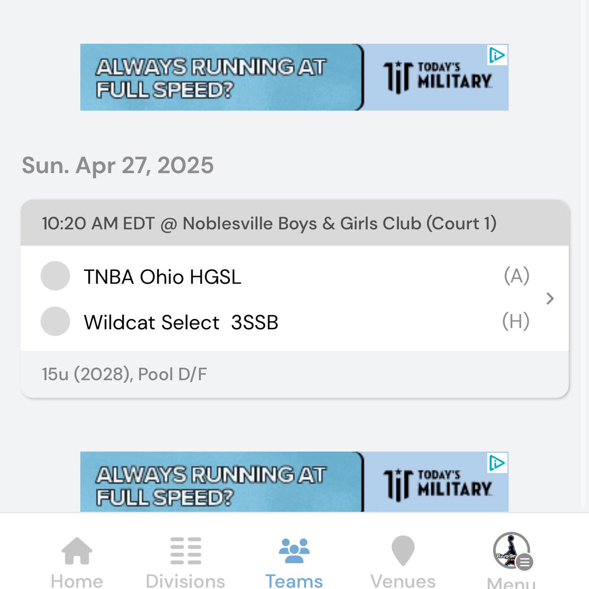 My schedule for the Hoop Group Indiana Jamfest this weekend! #WildcatSelect3SSB