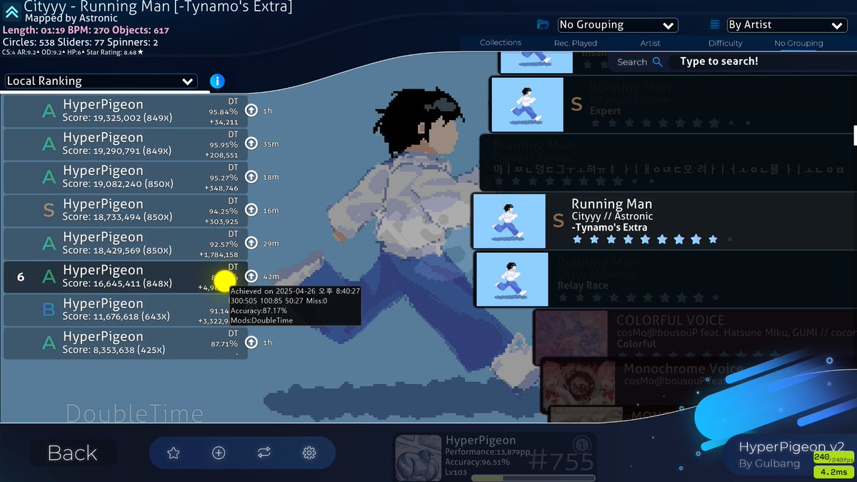 6 times of fc and yet I got 0 decent acc run (got 719pp though)