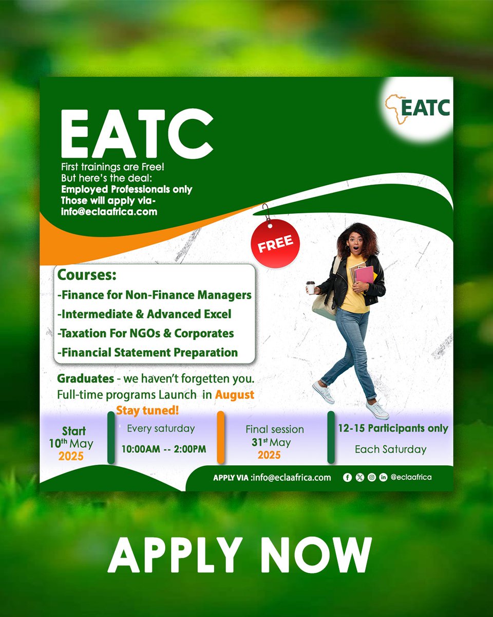 EclaLtd's tweet photo. You lead budgets. You approve expenditures. But do you understand the numbers behind them?
Learn how to read, interpret, and question financial reports like a pro.
Finance for Non-Finance Managers  EATC May Bridging Session
Only 12 seats. Apply today info@eclaafrica.com
#Finance https://t.co/UzdDnzJgH0