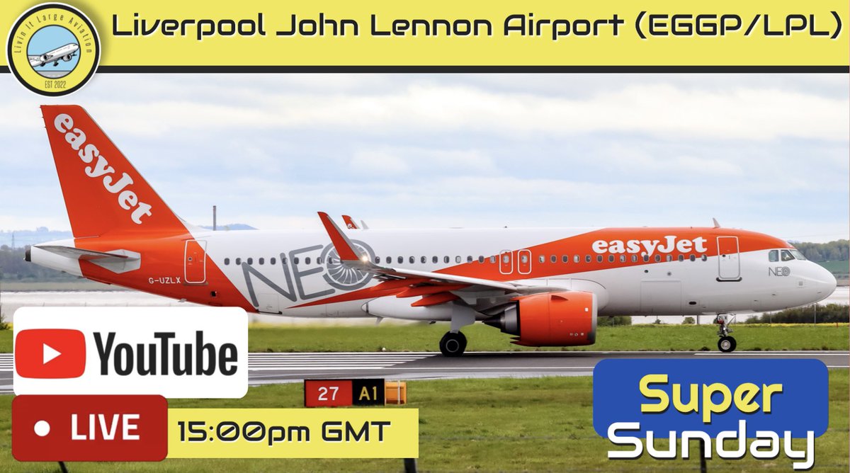 livinitlargee's tweet image. Well it’s the weekend and it’s time for Super Sunday, and me and Vicky are back LIVE at 15:00 BST tomorrow on YouTube from Liverpool John Lennon Airport

Click on the YouTube channel link below

youtube.com/live/yBDO1q3cI…

#aviation #avgeek #plane #planespotting #planespotter #lpl