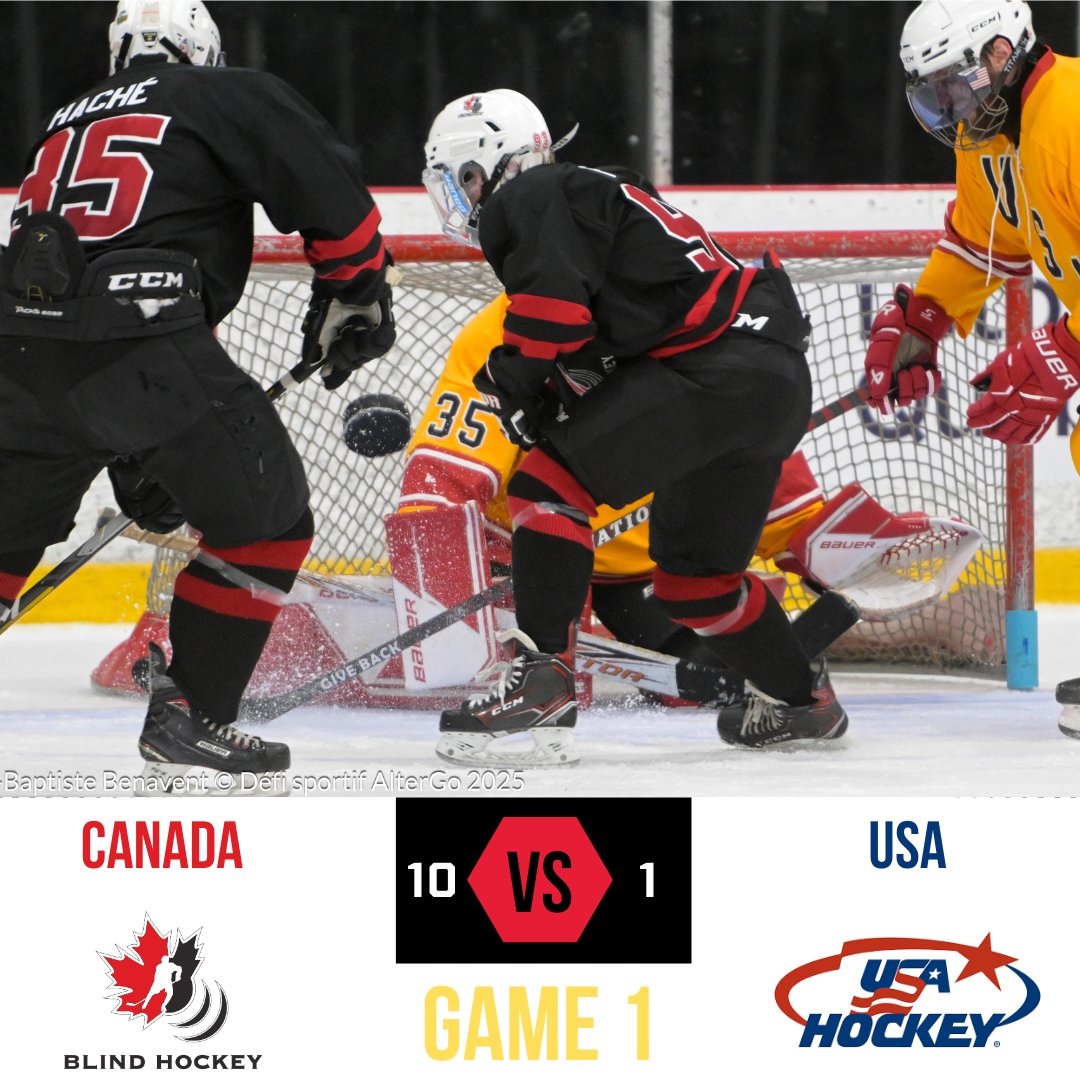 Canada is up by 1 game in the best-of-three series. Tune in today at 3:00 p.m. to witness the team defend their title on home soil! 🇨🇦

Game 2: youtube.com/live/cuC-Errbv…

Digital Program: canadianblindhockey.com/news/the-2025-… 

#Blind #Hockey
