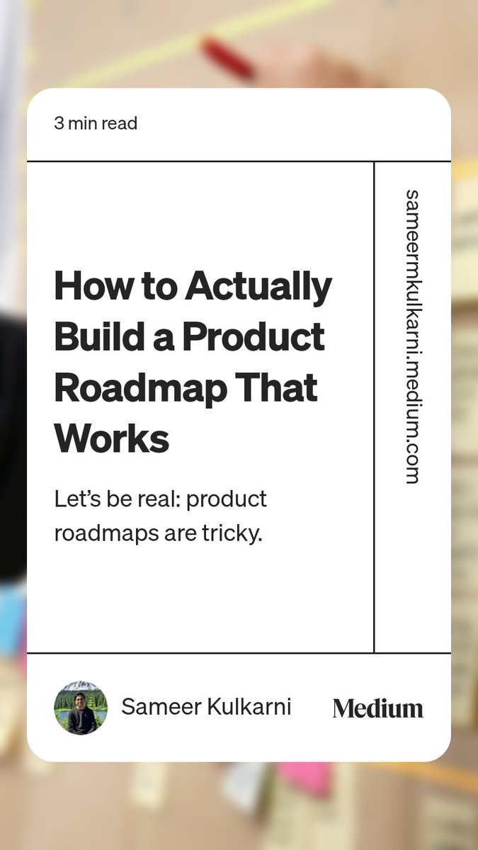 sameermkulkarni's tweet photo. Read “How to Actually Build a Product Roadmap That Works“ by Sameer Kulkarni on Medium: https://t.co/st6dopM2IV

#product #project #SoftwareEngineering #ArtificialInteligence #MachineLearning 
#Productivity https://t.co/e0DV0Jkbv9