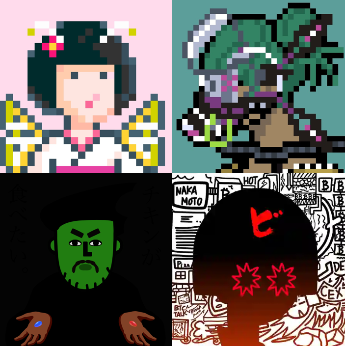 Colonel_Meta's tweet photo. 日本の素晴らしきビットコインNFT #Ordinals
左上から時計回りに
#Umeko Ordinal Umeko Punks
#NTP MY ordinals PUNKS
#Umeme Umeme Maxi Biz
#UchidaPunks Uchida Punks
ここに #GoroBot 🤖がついに参戦! https://t.co/PnQxUlRkHe