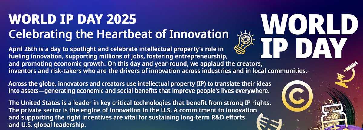 Happy World IP Day! 💡 Strengthening intellectual property (IP) rights and protections is vital to innovation and the creative breakthroughs that improve the quality of our lives and the health of our world.
sbecouncil.org/2025/04/25/wor…