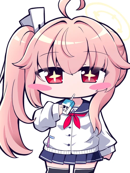 SDナツちゃん牛乳うまー アクスタかアクキーになる予定 #ブルアカ #柚鳥ナツ 