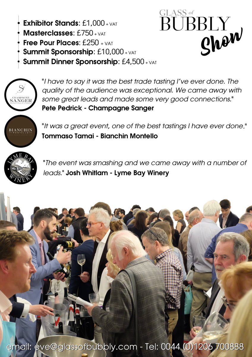 London's #Champagne &amp; Sparkling #Wine Buyers/Trade Show takes place on May 6th <a href="/SearcysVintners/">Searcys@VintnersHall</a> EC4V. We welcome #JournoRequest from trade professionals / writers / bloggers / influencers - Please email eve@glassofbubbly.com or DM.