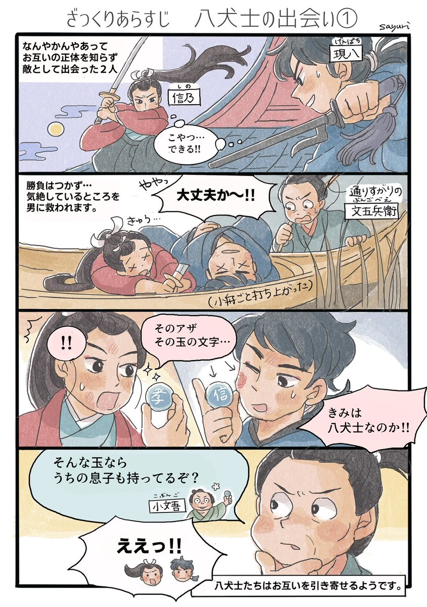 江戸時代に大ヒットしたファンタジー時代小説『南総里見八犬伝』
主人公「八犬士」たちの出会いは現代のバトル漫画さながらでした(再掲)
🌟リプ欄から全編をご覧いただけます
🌟お待たせしております、江戸時代の物語をよみとく連載、明日の夜に最新話を公開予定です!