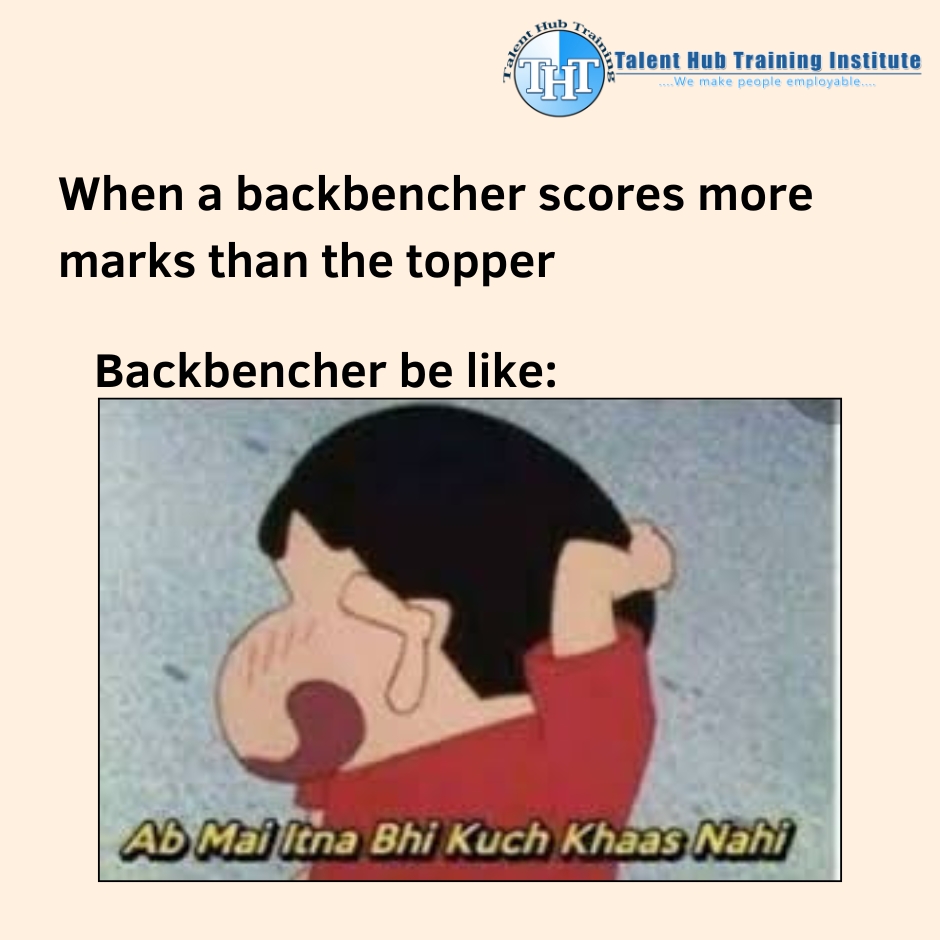 ThtiKolkata's tweet image. Topper Looking Like: ‘Is this a prank? 😅 #backbenchervibes #studentmemes #funnyrelatable #traininginstitute #thti #talenthubtraininginstitute