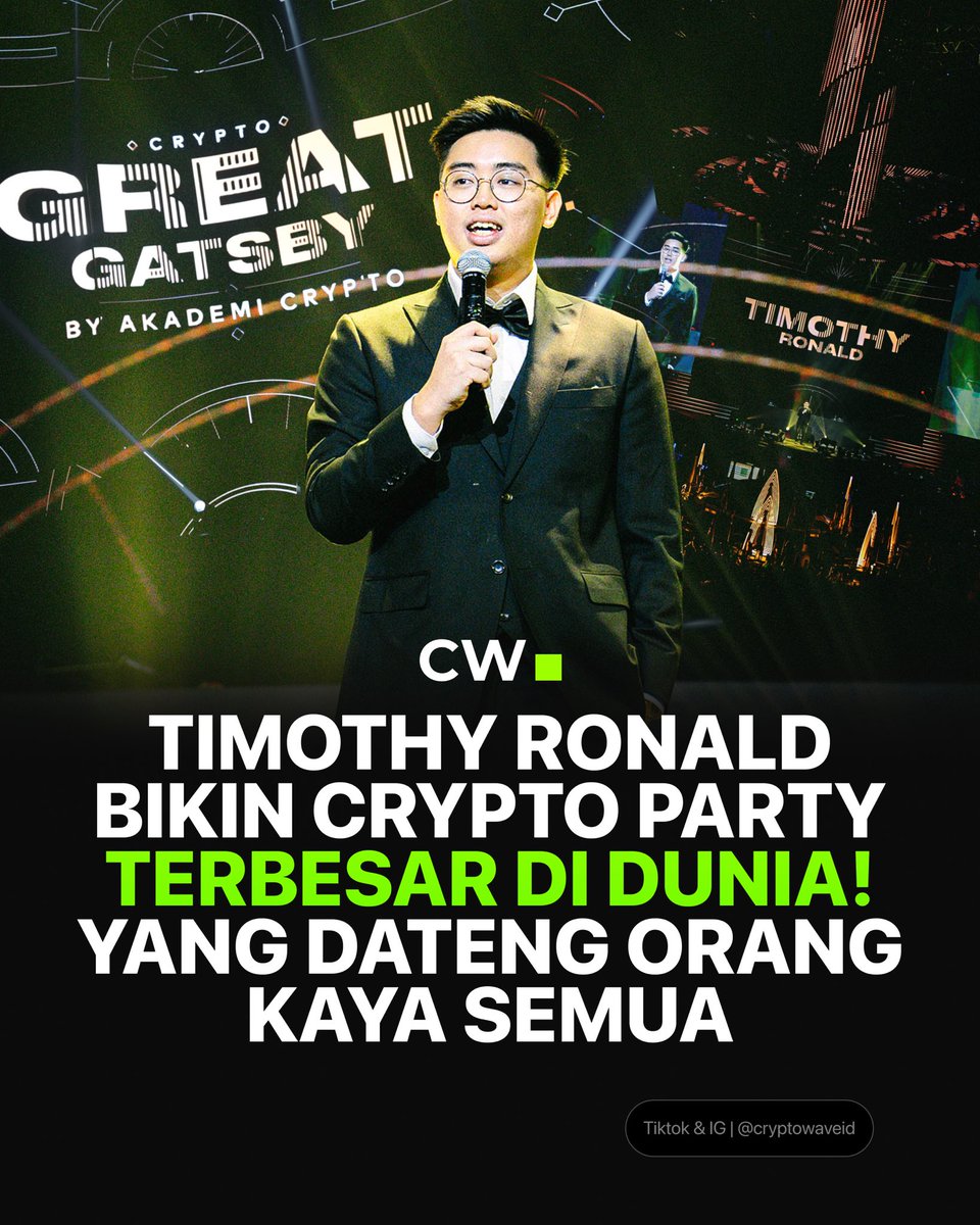 CryptoWaveID's tweet photo. Timothy Ronald Bikin Crypto Party Terbesar di Dunia.

Tamu yang hadir Konglormerat, Orang Kaya &amp; Artis Papan Atas Indonesia. https://t.co/EV4JPKbj19