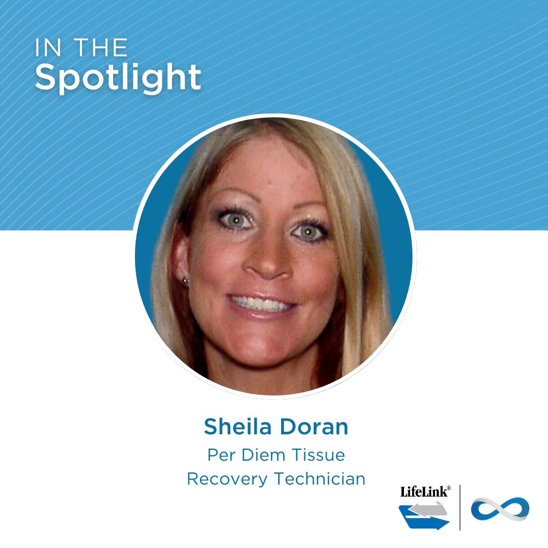 Sheila Doran, Per Diem Tissue Recovery Technician, is celebrating her 20-year anniversary with LifeLink Tissue Bank this month. 💙 Congratulations, Sheila! 🎉 ♾️ Register today at MyStoryContinues.com #YourStoryContinues #LifeLinkInfinity