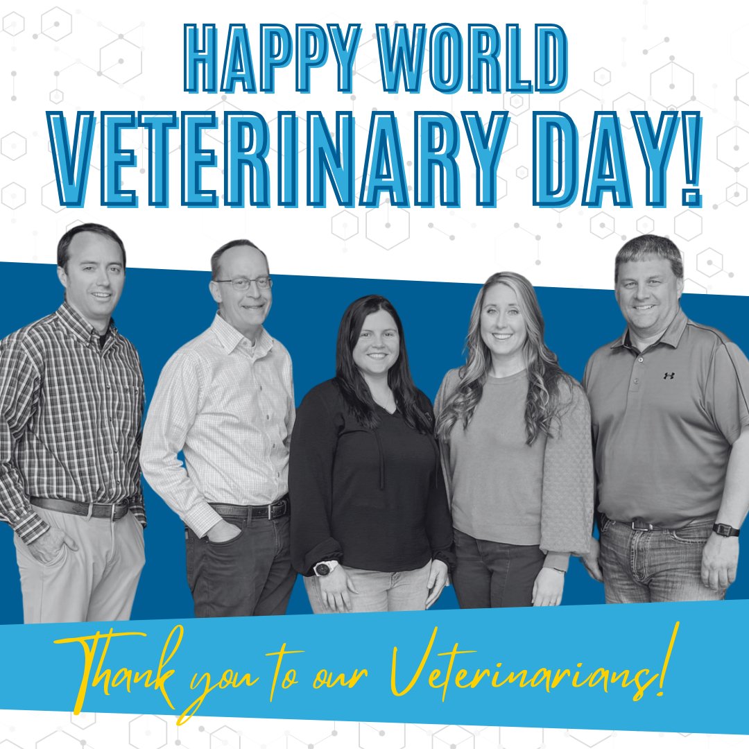 DNAGenetics_NA's tweet photo. Happy World Veterinary Day! Thank you to our amazing livestock production vets! Your hard work, care, and expertise keep our animals healthy and our team strong. We appreciate all you do — today and every day!
#DNAGenetics #WorldVeterinaryDay #VeterinaryCare https://t.co/kZD6dDEvog