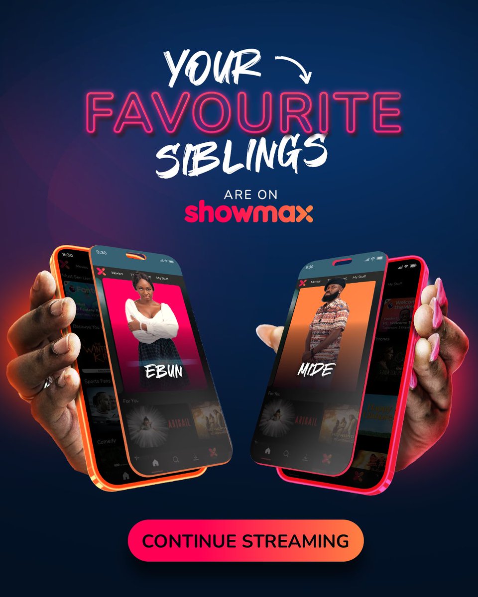 ShowmaxNG's tweet photo. From love to rivalry, your favourite siblings are streaming now on Showmax! 

#WuraShowmax #UTIShowmax #SadauSistersShowmax 

https://t.co/jrogregYki https://t.co/XSKmJKQnC7