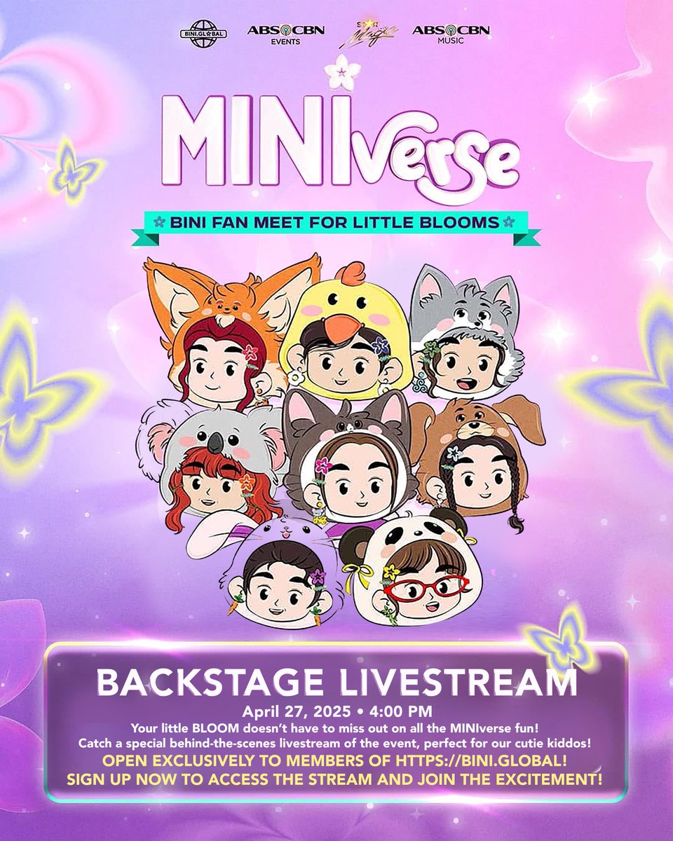 BINI_ph's tweet photo. Can't make it to MINIverse? No worries, MINI BLβMs!π«Άπ»
Catch the #BINI_Miniverse backstage livestream exclusively via https://t.co/tc3mslLuIP on April 27, 4PM!πΉ
Be a member now and let's MINImize the #MINIverse sepanx together! π₯Ήβ¨
#BINI #BINI_Miniverse https://t.co/NJg6crFy62
