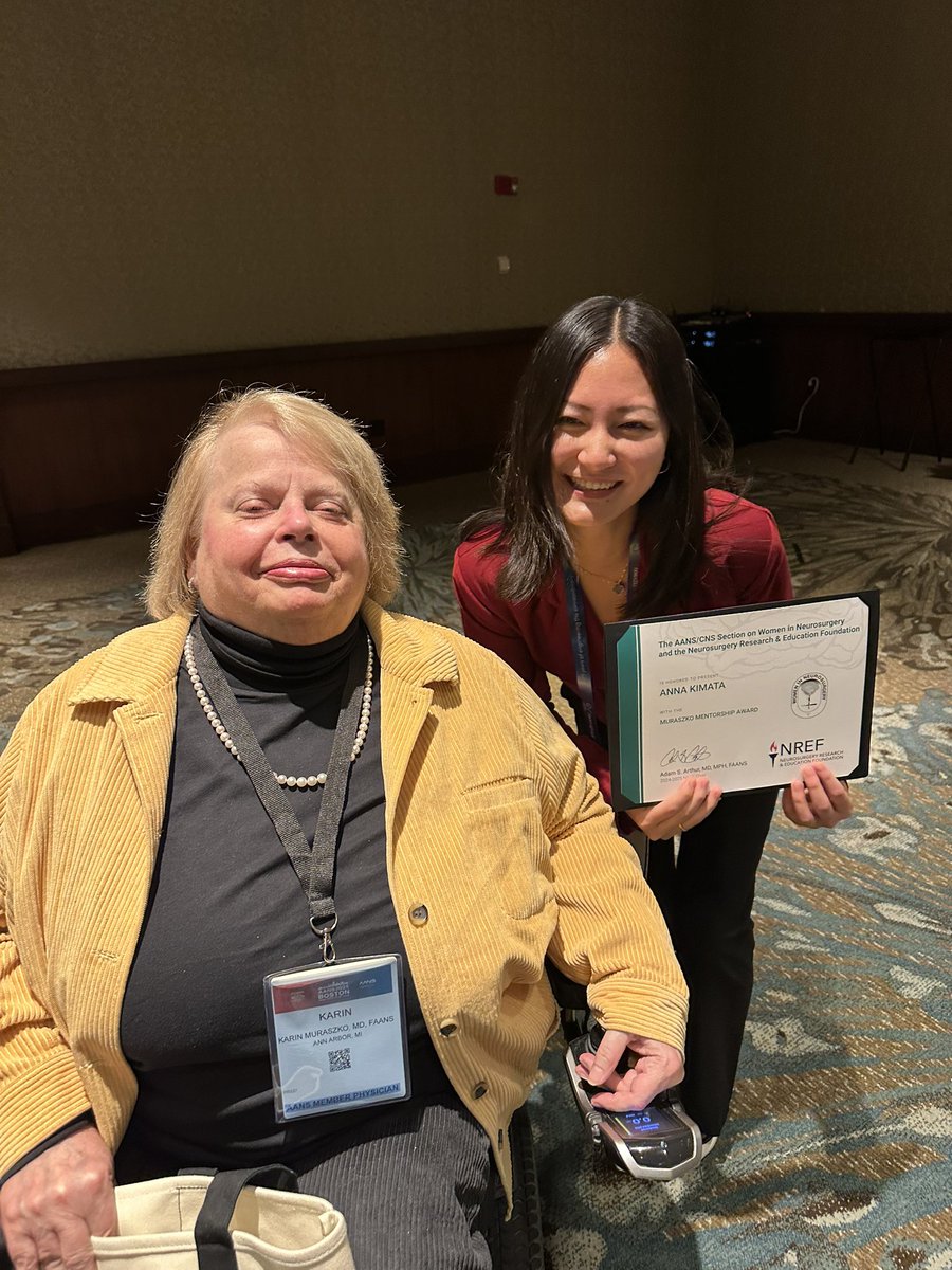 anna_kimata's tweet image. Incredibly grateful to accept the Muraszko Mentorship Award this morning at the @AANSNeuro @WomenInNSGY breakfast! Thank you @NREFORG, Dr. Muraszko, WINS, and all the wonderful people who continue to support and inspire me! 🧠🤎