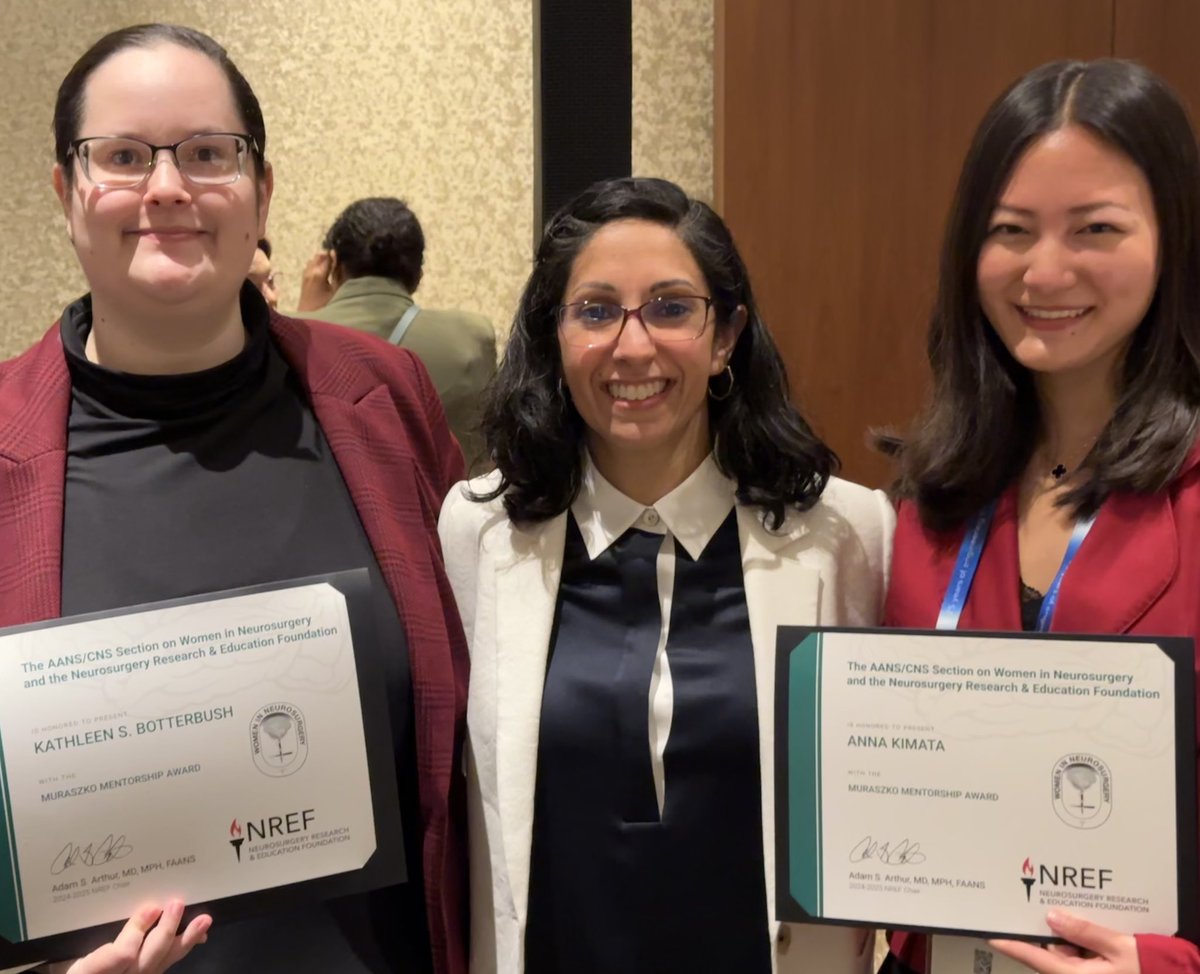 anna_kimata's tweet image. Incredibly grateful to accept the Muraszko Mentorship Award this morning at the @AANSNeuro @WomenInNSGY breakfast! Thank you @NREFORG, Dr. Muraszko, WINS, and all the wonderful people who continue to support and inspire me! 🧠🤎