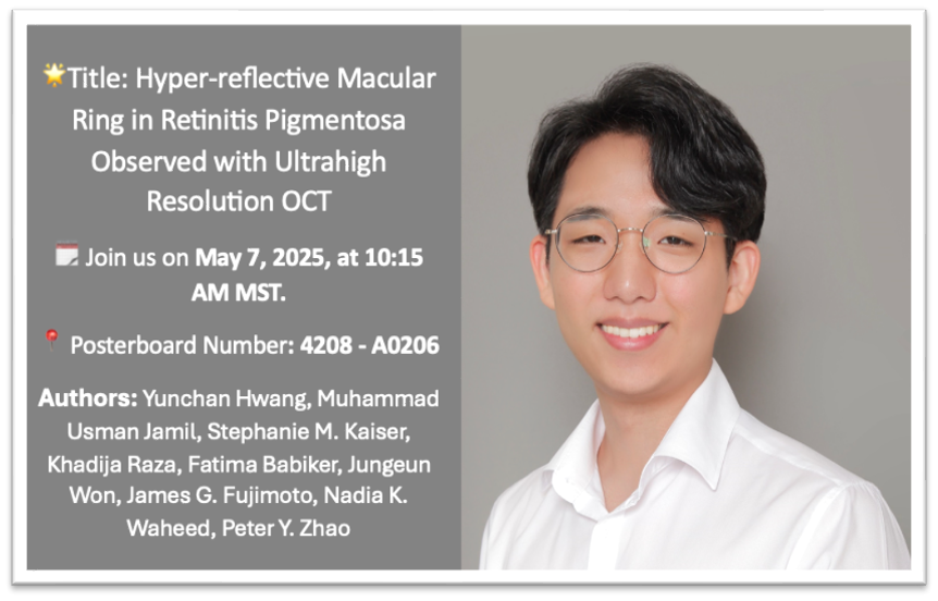 OCT_Waheed's tweet photo. Join us at ARVO on May 7, 2025, at 10:15 AM MST to learn more about our findings on high-resolution SD-OCT in patients with X-linked retinitis pigmentosa, presented by Yunchan Hwang, MS, from the Fujimoto Lab at MIT. @ARVOinfo 
#ARVO2025 https://t.co/YH9O0Pp0Ng