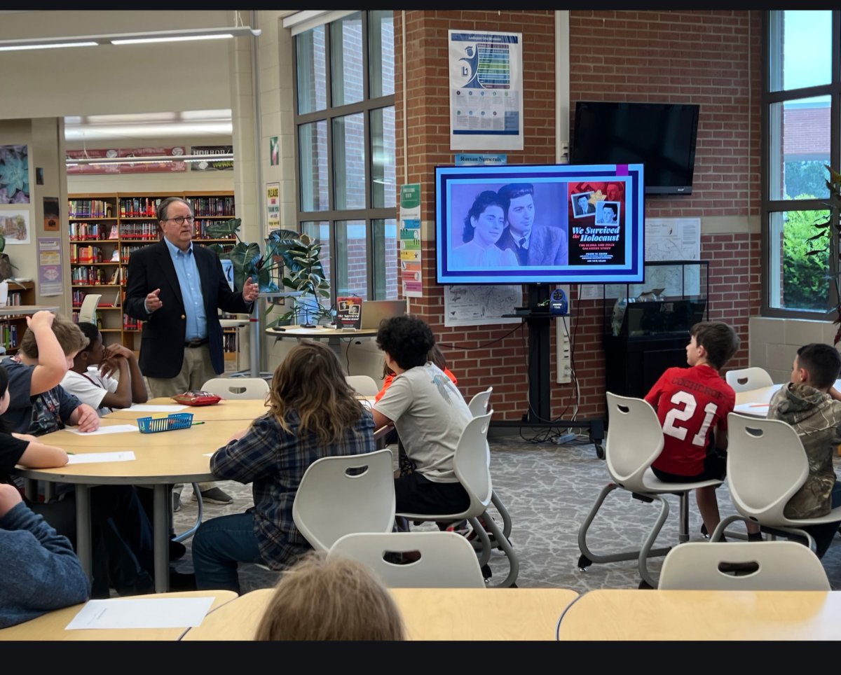 Here I am speaking about our #graphicnovel to White Knoll Middle School students this week during #YomHaShoah. (photo courtesy of Jordan Henry, library media specialist).
wesurvivedtheholocaust.com