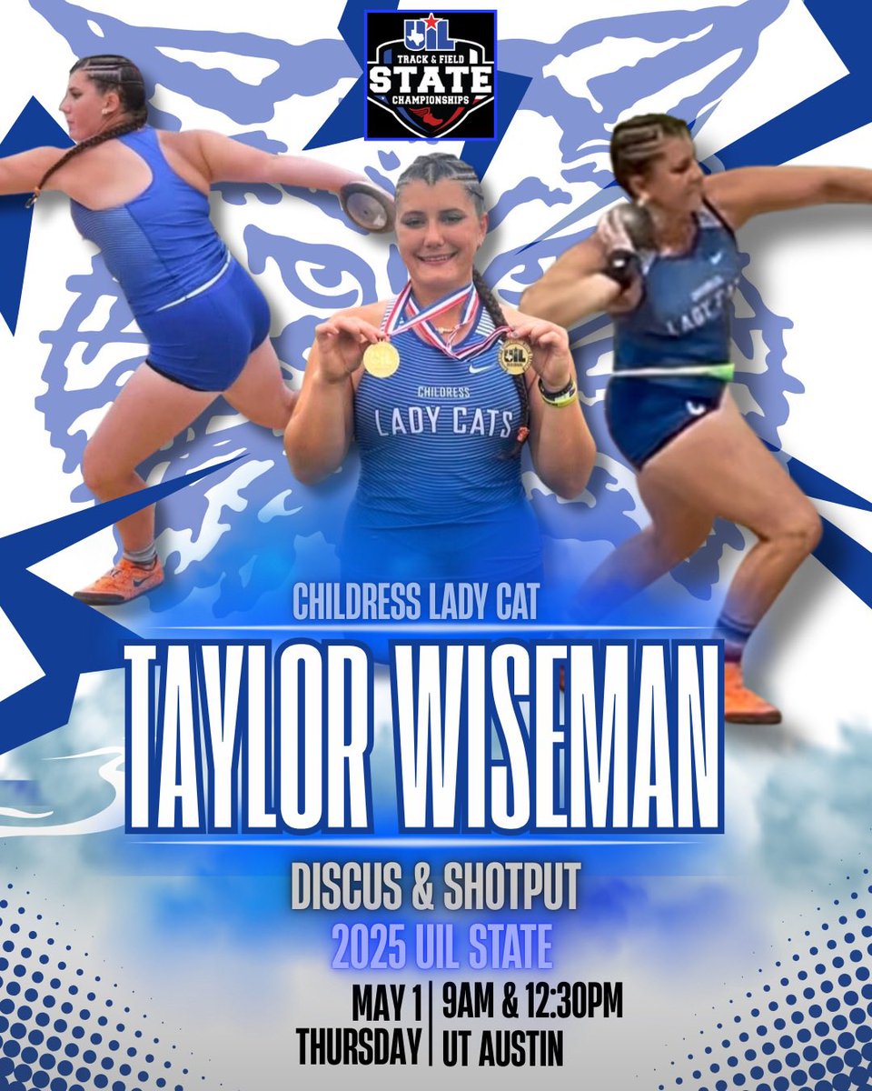 Taylor Wiseman &amp; Colton Teichelman will be representing Childress at the 2025 UIL 3A State Track and Field Championships on May 1! Let’s go Taylor and Colton!