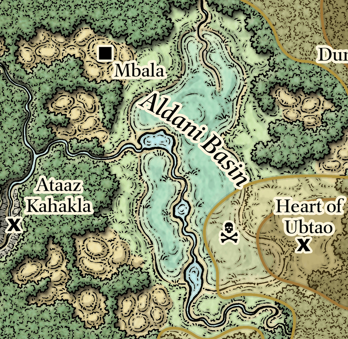 The Aldani Basin in Chult was a favored feeding ground for all kinds of dinosaurs and biting insects
#dnd #forgottenrealms #Realmslore 

📖: Tomb of Annihilation
🎨: <a href="/schley/">Mike Schley</a>

forgottenrealms.fandom.com/wiki/Aldani_Ba…