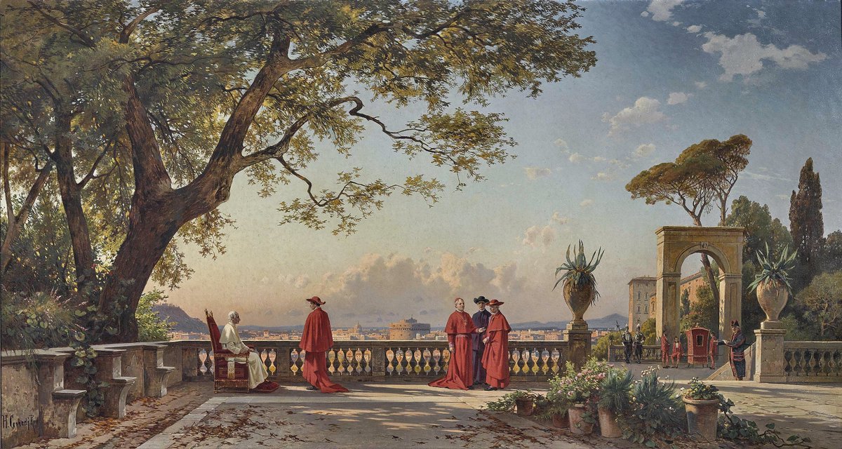 Hermann David Salomon Corrodi  1844-1905 
Papa Leone XIII. con cardinali su una terrazza su Roma