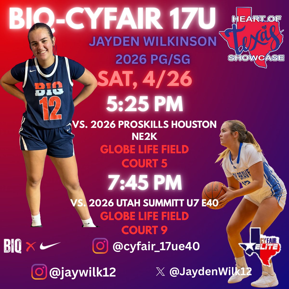 Jayden Wilkinson (@jaydenwilk12) on Twitter photo ‼️schedule‼️This weekend is the first tournament of the the E40 circuit! Heart of the Texas showcase! Here is the schedule for my games!
<a href="/koachmayfield/">Coach May</a> <a href="/the_CoachWalker/">The_CoachWalker</a> <a href="/CoachEHollins/">Elgin Hollins</a> <a href="/CoachJMo24/">Jeannette Mosher</a> <a href="/piznolly/">Coach Polly</a> <a href="/UTTylerWBB/">UT Tyler Women's Basketball</a> <a href="/UTDALLAS_WBB/">UT Dallas Women's Basketball</a> <a href="/BIQEliteBball/">BIQ Elite Basketball</a> <a href="/HCUWBB/">HCU Women's Basketball</a> <a href="/tcuwbb/">TCU Women’s Basketball</a> <a href="/TXStateWBB/">Texas State WBB</a> ‼️schedule‼️This weekend is the first tournament of the the E40 circuit! Heart of the Texas showcase! Here is the schedule for my games!
<a href="/koachmayfield/">Coach May</a> <a href="/the_CoachWalker/">The_CoachWalker</a> <a href="/CoachEHollins/">Elgin Hollins</a> <a href="/CoachJMo24/">Jeannette Mosher</a> <a href="/piznolly/">Coach Polly</a> <a href="/UTTylerWBB/">UT Tyler Women's Basketball</a> <a href="/UTDALLAS_WBB/">UT Dallas Women's Basketball</a> <a href="/BIQEliteBball/">BIQ Elite Basketball</a> <a href="/HCUWBB/">HCU Women's Basketball</a> <a href="/tcuwbb/">TCU Women’s Basketball</a> <a href="/TXStateWBB/">Texas State WBB</a>