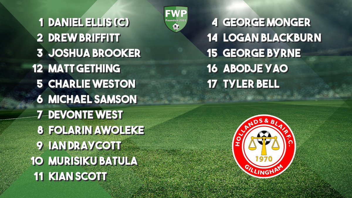 HOLLANDS &amp; BLAIR: Ellis (C) Briffitt Brooker Gething Weston Samson West Awoleke Draycott Batula Scott; SUBS: Monger Blackburn Byrne Yao Bell