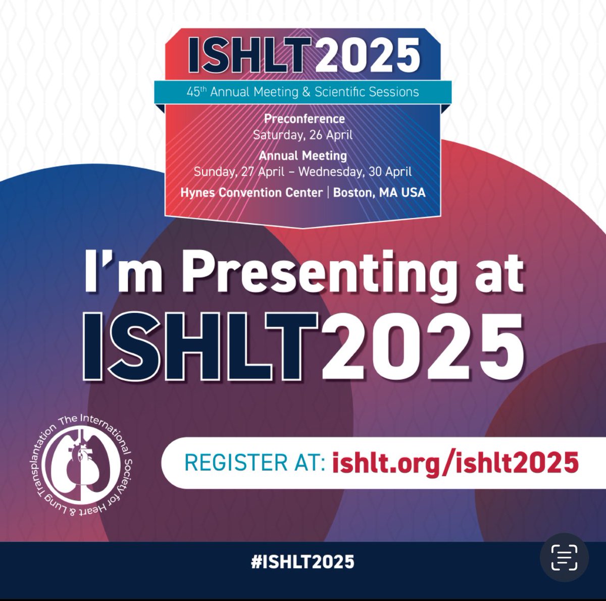 Excited to attend my first ISHLT conference! <a href="/ISHLT/">The ISHLT</a> #ISHLT2025