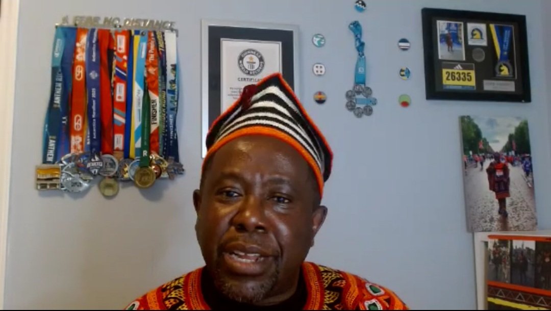 Toghu marathoner, Afowiri Fondzenyuy is currently holding a zoom meeting wherin he is talking about the brand, the challenges and prospects.

<a href="/LaureNganlay/">Laure NGANLAY</a>
<a href="/carrey_el/">MC Carrey</a>
#ToghuMarathoner #AntarticaMarathon