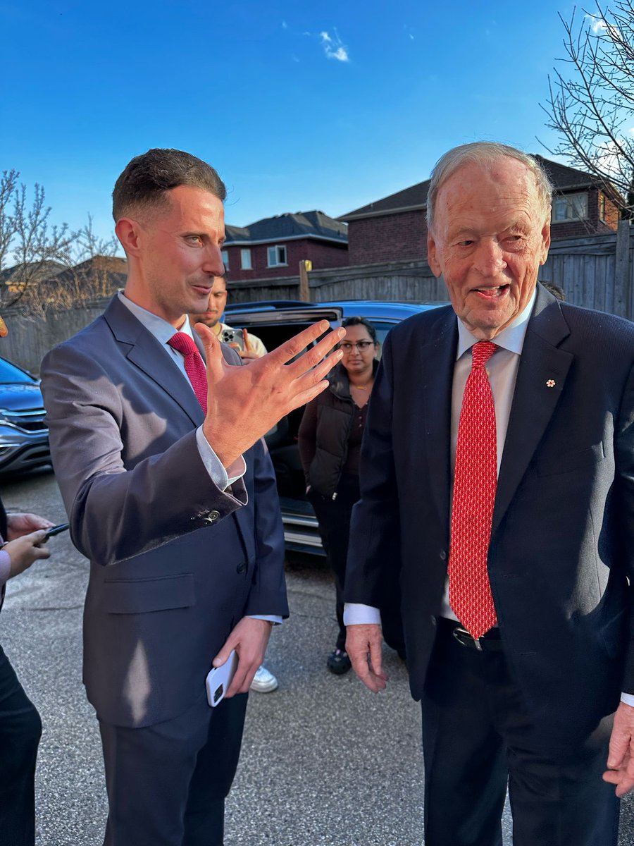jpbevi's tweet photo. A privilege to welcome the Rt. Hon. Jean Chrétien to King—Vaughan. I appreciated his vigour and continued commitment to support the fantastic @liberal_party candidates, including Mubarak Ahmed.

Looking forward to seeing the GTA painted red and @MarkJCarney elected PM on Monday! https://t.co/8slsmnA8dT