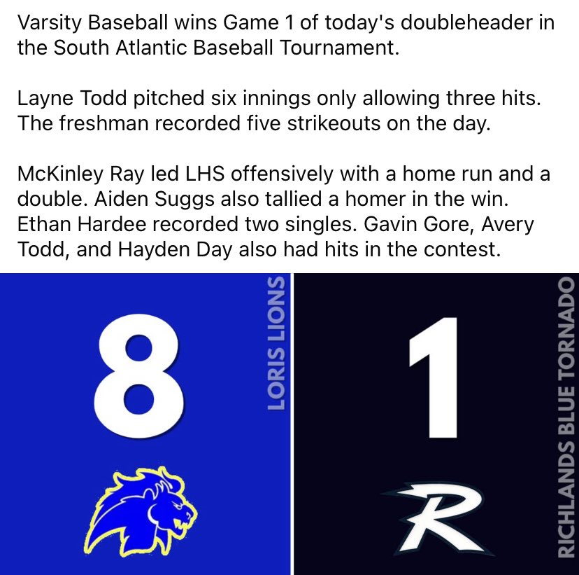 Loris Lions Baseball tweet media