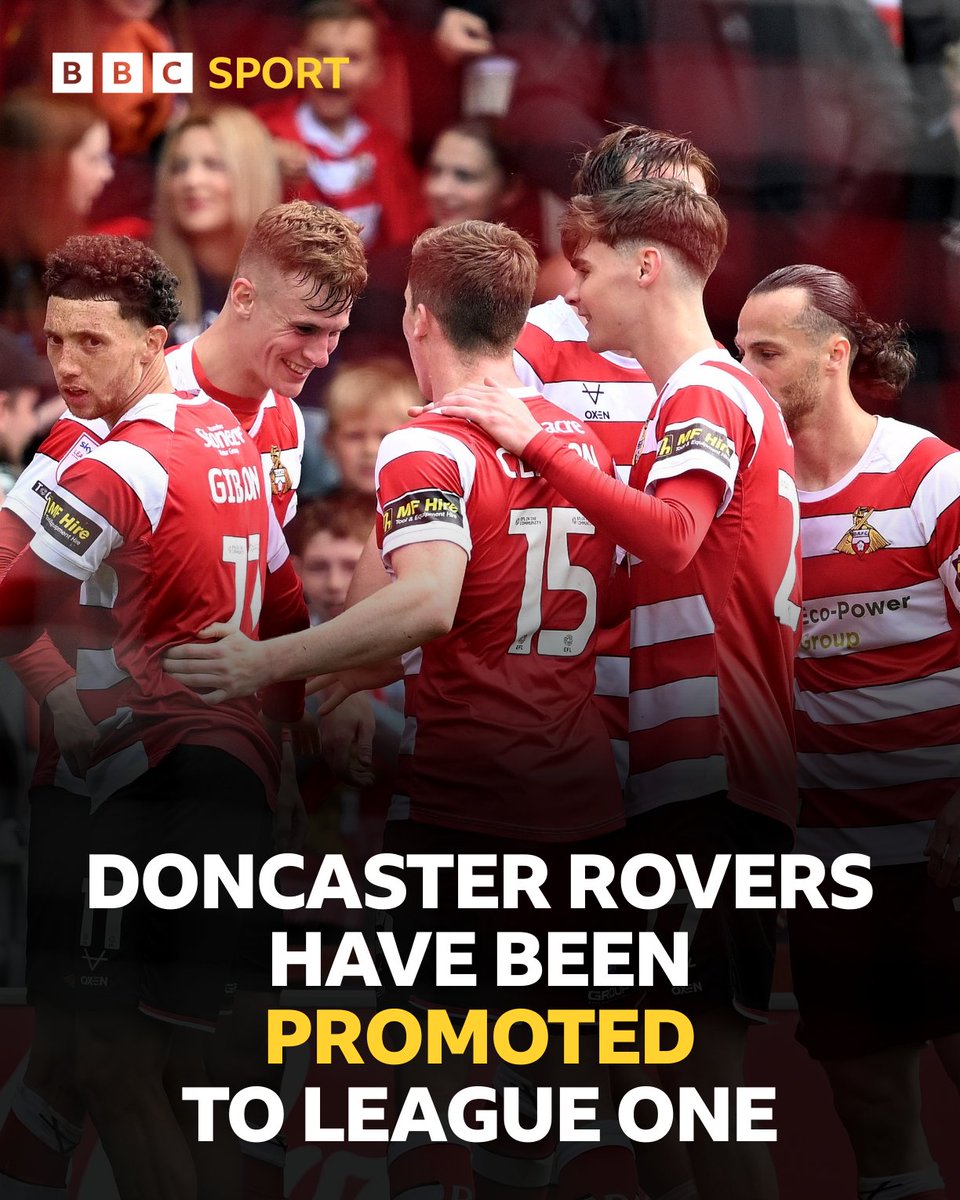 BBCMOTD's tweet photo. Doncaster Rovers are going up! ⬆️

#DRFC https://t.co/rcVc8rErVl