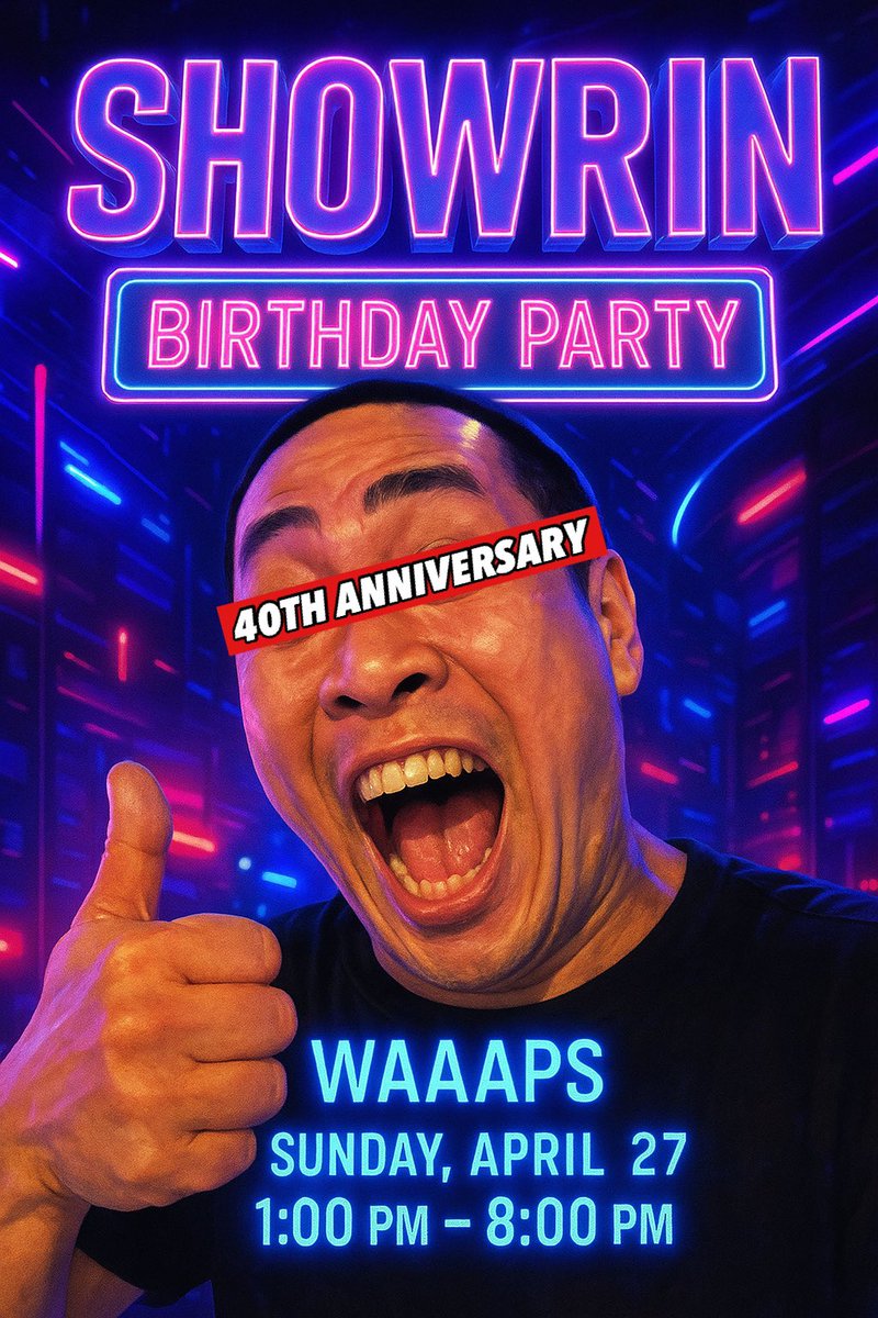 明日、僕の40周年アニバーサリーが
あります！！
パーティーやってるんで、気が向いたら遊びにきてください🎉