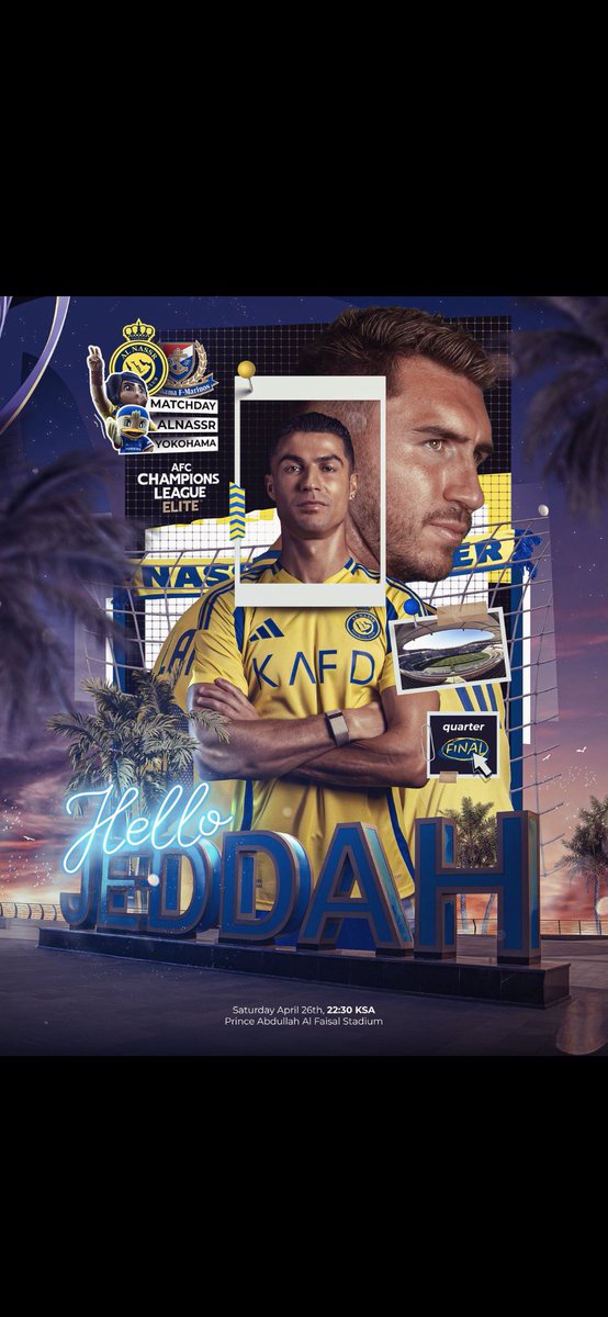 الليلة على ملعب الامير عبدالله الفيصل بجدة
 #النصر يلعب اول مبارياته الساعة العاشرة والنصف 
في الادوار النهائية ( ادوار الحسم )
#بطولة_النخبة_الاسيوية 
في نسختها الجديدة
امام فريق يوكوهاما الياباني
متصدر مجموعة شرق القارة

جمهور النصر طرح بعض التساؤلات 
 - لماذا موعد المبارة