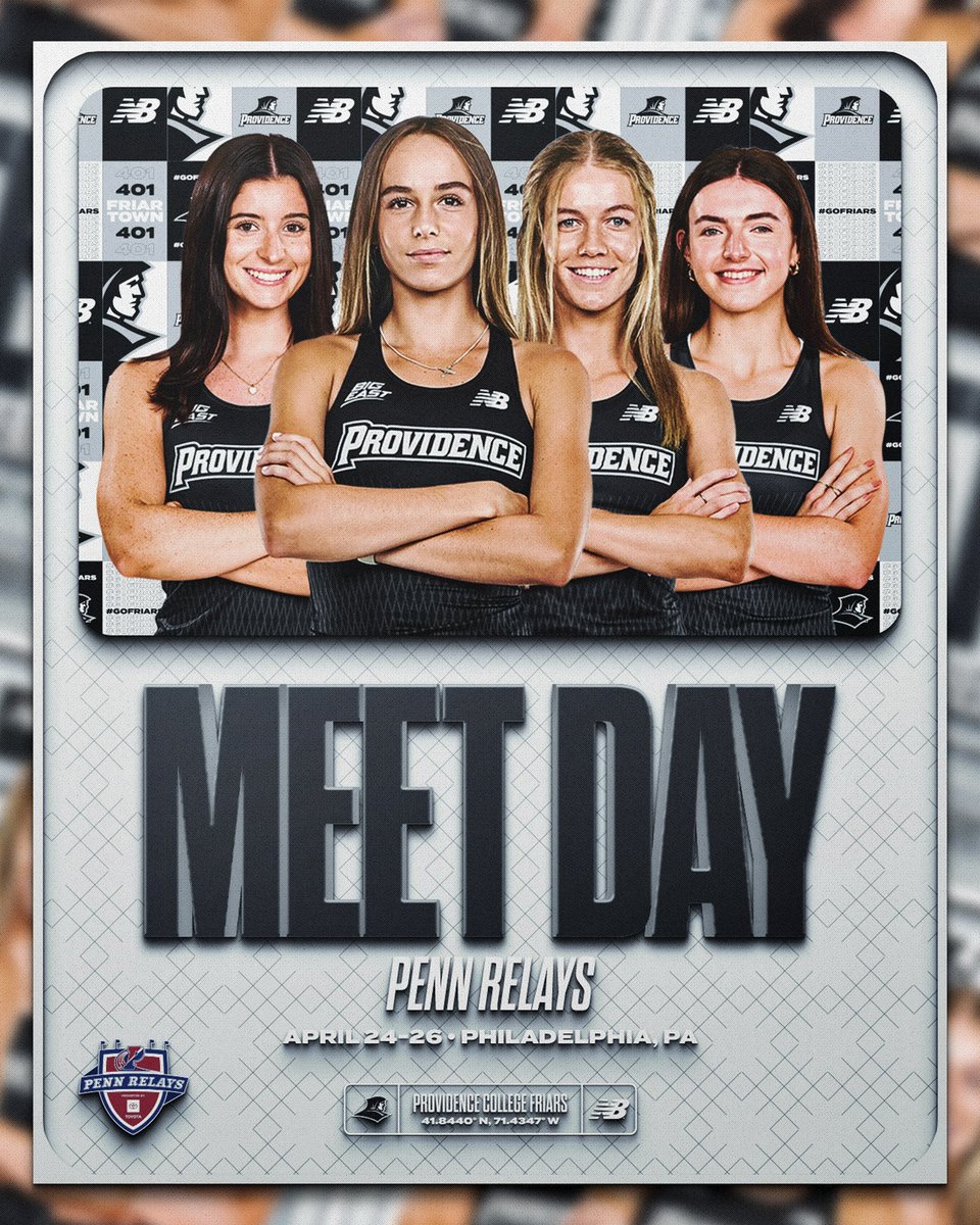 FriarsXCTrack's tweet image. ❗️MEET DAY❗️
PENN RELAYS
Philadelphia, PA
DAY 3️⃣ - 4x1500M
12:40PM - Women
Live Results & Schedule: pennrelaysonline.com/Results/schedu…
Live Stream: flotrack.org
#gofriars #pctf