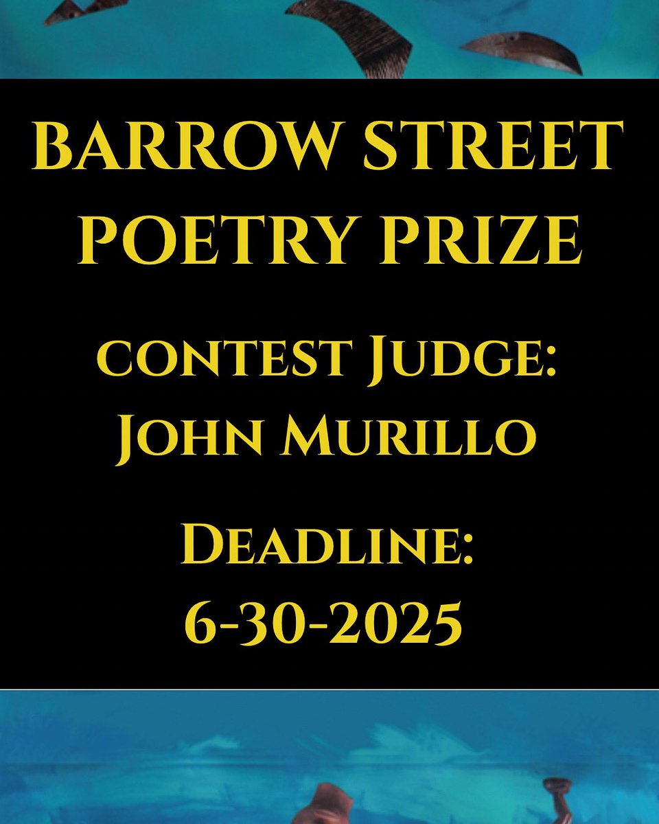 BarrowStreetInc's tweet image. The 2025 Barrow Street Poetry Contest is now open for submissions, and we are absolutely thrilled to share that this year’s judge is John Murillo! Our winner will receive $1500 and publication with Barrow Street Press.