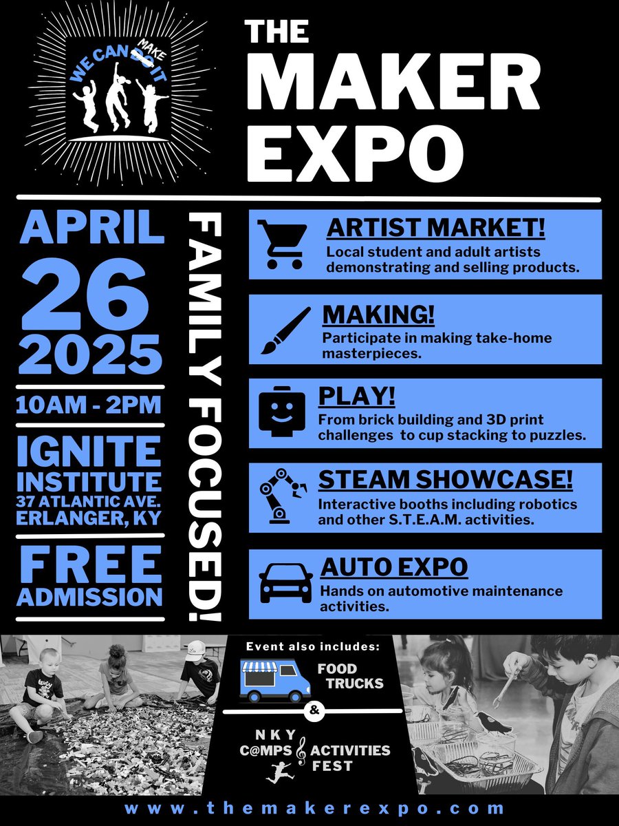 Waffles. Wings. Shaved Ice. 😍
 <a href="/martyswaffles/">Marty's Waffles</a> @BuffalosBestWings <a href="/konaice/">Kona Ice</a> will be serving up GOODNESS at The Maker Expo!
 🕙 Sat, 10AM–2PM
 📍 Ignite Institute
 🎟️ Free for everyone!
 🔗 themakerexpo.com
 #FoodTrucks #KYeats #MakerExpo