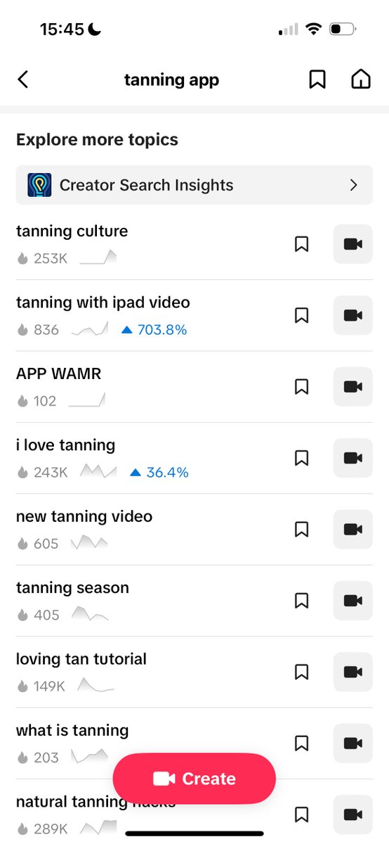 ema_totaro's tweet image. TikTok’s Creator Search Insights for ASO is a goldmine.
I personally found super popular keywords with almost no competition using this trick.
> Open TikTok and search for “creatorsearchinsights”
> Type a keyword that represents your app or niche
> Click on the most popular…