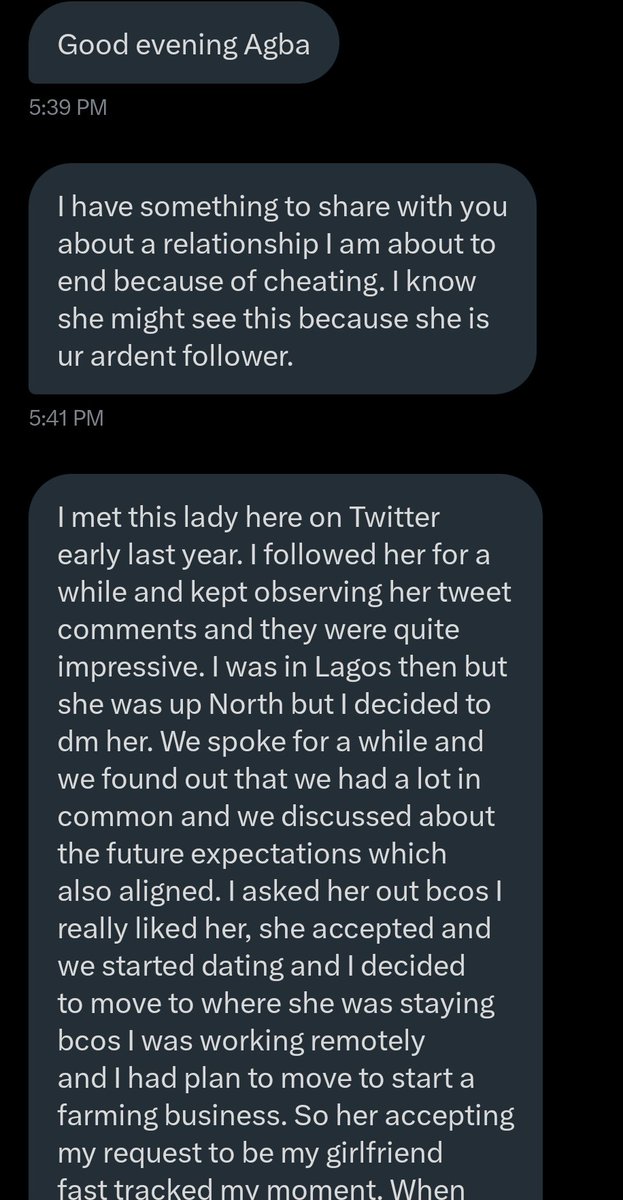 jon_d_doe's tweet photo. I've been sharing DMs from Agbafians that are finding love &amp; getting married.

These 2 Agbafians decided to go against my teachings, &amp; here we are.

The first 7 screenshots are from the man.

The last 2, are from the woman.

She sent me the DM in January.

I am disappointed.

End https://t.co/mCkA44QrIt